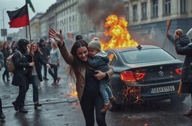 Mother and Toddler in Grave Danger as Car Plows Through Protest