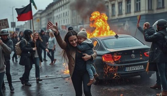 Mother and Toddler in Grave Danger as Car Plows Through Protest