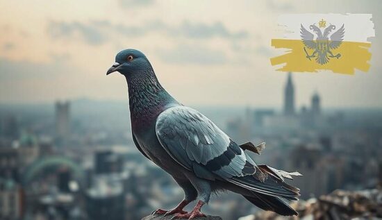 Pigeon Posturing Amid Ukraine's Flames of War
