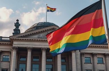 Rainbow Flagging on Reichstag Building for Pride Day