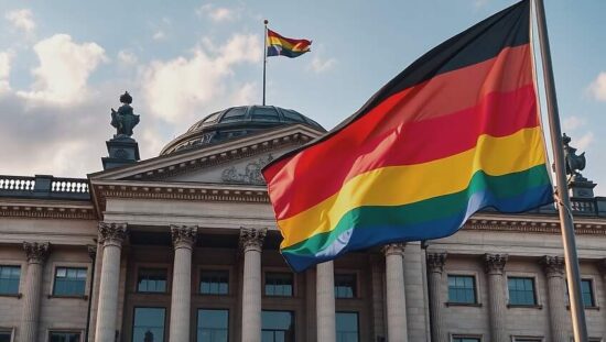 Rainbow Flagging on Reichstag Building for Pride Day