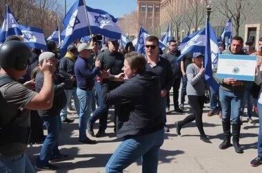 'Free Palestine' Shouted as Pro-Israel Rally Attacked with Firebomb