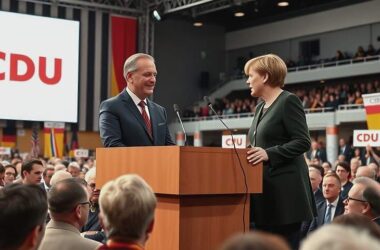 Merz Cheers Merkel Appearance at CDU Party Conference in Stuttgart