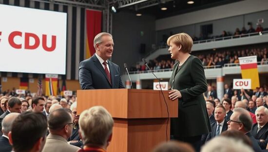 Merz Cheers Merkel Appearance at CDU Party Conference in Stuttgart