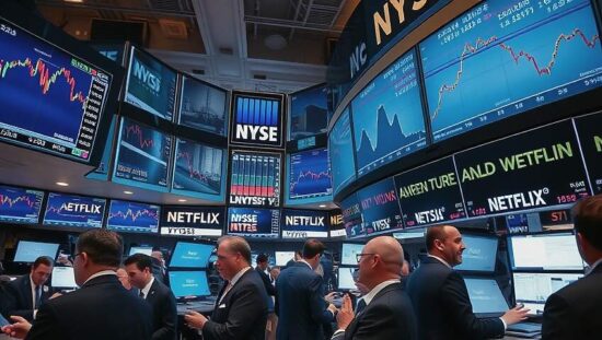 US Markets Fall Sharply While Netflix Shares Leap