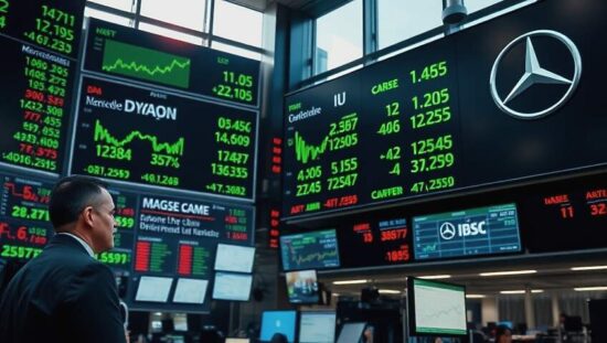 Dax jumps with gains while Mercedes Benz slides